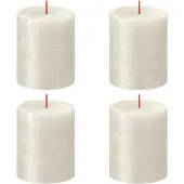Bolsius Stompkaarsen Shimmer 4 st rustiek 80x68 mm ivoorkleurig