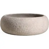 Ptmd Meleyah Beige Fiber Cement Pot Rock Look Round Big