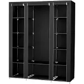 Songmics Draagbare kledingkast, opvouwbare kast, 150x45x175 cm, zwart