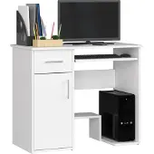 Akord Bureau JAY met 1 Lade / Computerbureau / Computer Tafel / Bureautafel / Wit / 90 x 74 x 50 cm