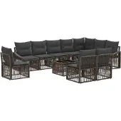 vidaXL Tuinbank Set 11 st Grijs poly rattan