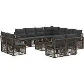 vidaXL Tuinbank Set 12 st Grijs poly rattan