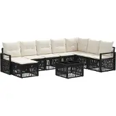vidaXL Tuinbank Set 9 st Zwart poly rattan
