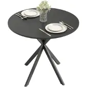 HOMCOM Eettafel-Spaanplaat, staal-80L x 80B x 75H cm-Zwart