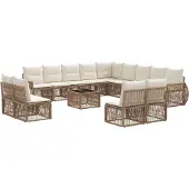 vidaXL Tuinbank Set 14 st Beige en Crème Wit poly rattan