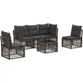 vidaXL Tuinbank Set 6 pcs Grijs poly rattan