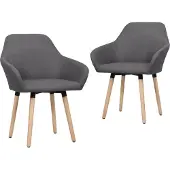 vidaXL Eetkamerstoelen 2 st stof donkergrijs