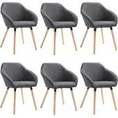 vidaXL Eetkamerstoelen 6 st stof donkergrijs