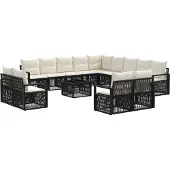 vidaXL Tuinbank Set 14 st Zwart poly rattan