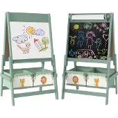 AIYAPLAY Kinderschildersezel-MDF, Grenenhout-54L x 46B x 94H cm-Groen