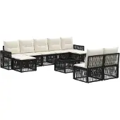 vidaXL Tuinbank Set 10 st Zwart en Crème Wit poly rattan