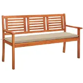 vidaXL Tuinbank 3-zits met kussen 150 cm massief eucalyptushout