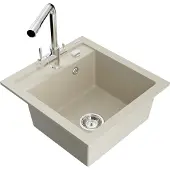 Mexen Vito granieten spoelbak 1-komors met keukenmengkraan Duero, beige - 6503-69-671600-00