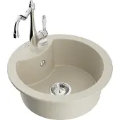 Mexen Diego granieten spoelbak 1-komerig met keukenkraan Carla, beige - 6512-69-670700-00