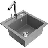 Mexen Vito granieten spoelbak 1-komoers met keukenmengkraan Duero, grijs - 6503-71-671600-00