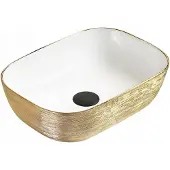 Mexen Rita opzetwastafel 45 x 32 cm, wit/gouden lijnen - 21084553