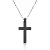 Mendes Kruis kettinghanger Cuban Link Zwart Zilverkleurig