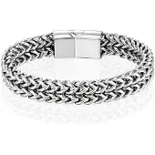 LGT JWLS Heren Armband - Dubbele Curb Chain van Edelstaal, Zilver-21cm