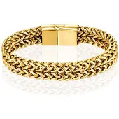 LGT JWLS Heren Armband - Dubbele Curb Chain van Edelstaal, Goud-21cm