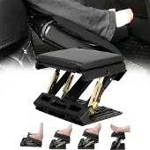 Unyqoos Ergonomische, verstelbare voetsteun met massagefunctie – 4 standen, antislip metalen frame, bekleed, opvouwbaar voor kantoor, auto en reizen