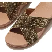 Original Brands Women Lulu Cross Slide Glitterball Old Gold-Schoenmaat 38