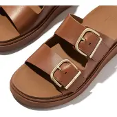 Original Brands Gen-ff buckle two-bar leather slides