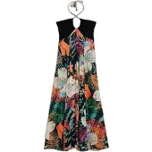 Desigual Zomerjurk 'Tropical' turquoise / groen / donkeroranje / zwart