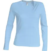 Kariban Dames t-shirt V-hals lange mouwen K382