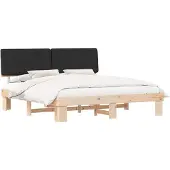 vidaXL Bedframe met gestoffeerd hoofdeinde, zwart, 200 x 200 cm