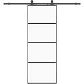 vidaXL Schuifdeur met beslagset 76x205 cm ESG glas zwart
