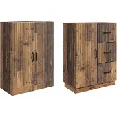 vidaXL Kast Set 2 st Oud hout Bewerkt hout