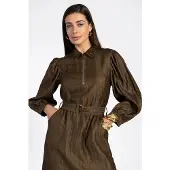 Aaiko Dames Kleedjes Semira Crinkle Vis 545 - Bruin - Maat L