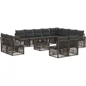 vidaXL Tuinbank Set 13 st Grijs en Donkergrijs poly rattan