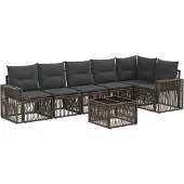 vidaXL Tuinbank Set 7 st Grijs en Donkergrijs poly rattan