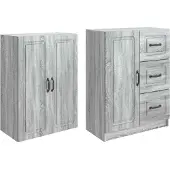 vidaXL Kast Set 2 st Grijs Sonoma Bewerkt hout