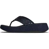 Original Brands F-Mode Toe Post - Denim And Hotfix Dames Sandalen - Donker Denim
