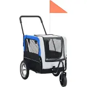 vidaXL Fietstrailer en kinderwagen 2-in-1 grijs en blauw