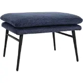 MCW Kruk -L62, kruk voetensteun voetenbank gestoffeerde kruk, 38x56x40cm stof/textiel ~ blauw