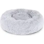 Lionto Knuffelbed kat, donutvormig & extra zacht Ø50 cm lichtgrijs