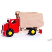 Bajo Houten Kiepwagen Rood met Geometrische Blokken - 26 cm