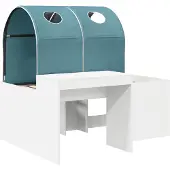 vidaXL Bed met Tunnel 3 st Wit en Lichtblauw Bewerkt hout