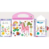 Haku Yoka: MIJN EERSTE KLEURKIT / EENHOORNVRIENDEN 20,5x24x2cm, bevat 6 waskrijtjes met lachend gezichtje, 35 kleurvellen en afneembare stickers, bevat 10% bijenwas, 3+