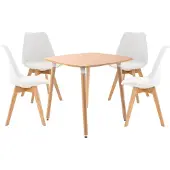 CLP Eetset bestaande uit stoelen en tafel, model Liborg (SET 4+1), naturel/wit