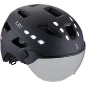 BBB Cycling Fietshelm met Verlichting & Vizier - District LED Faceshield - Ebike Helm voor Heren & Dames - ABS Shell - Fietshelm met Vizier - Medium/Large: 54 - 60cm - Mat Zwart - BHE-163