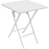 Relaxdays tuintafel BASTIAN - 74 x 61,5 x 61,5 cm - opklapbaar - rotan look - vierkant - wit