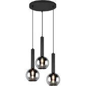 TRIO Moderne hanglamp zwart met smoke glas 3-lichts - Clayton
