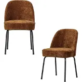 Woood Vogue Eetkamerstoelen - 3D Chenille - Midden Bruin -Set van 2