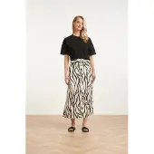 Smashed Lemon Midi-rok met zebra print off-white/zwart |