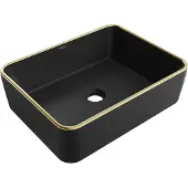 Mexen Catia opbouwwastafel 48 x 37 cm, matzwart/gouden rand - 21314875