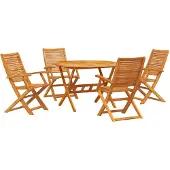 vidaXL Tuin Eettafel Set 5 st Bruin Massief Acacia Hout